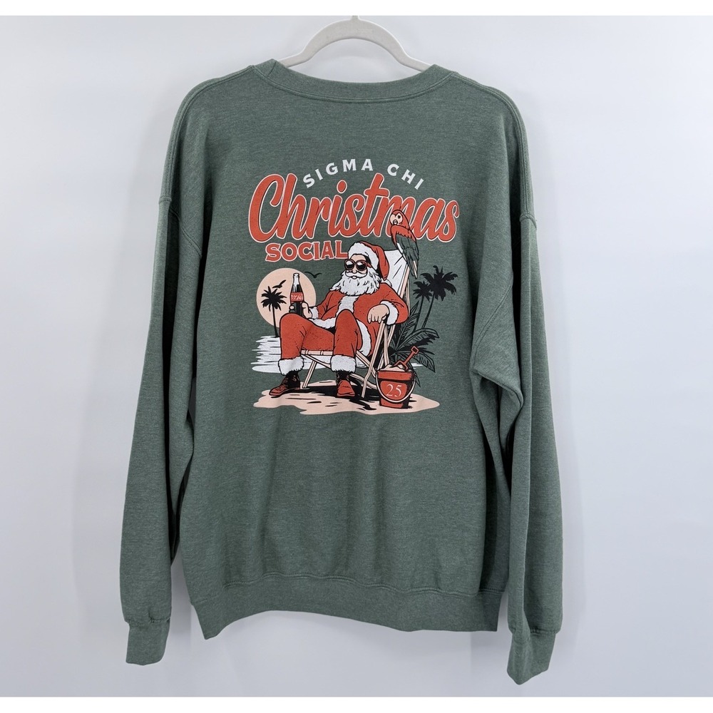 Sigma Chi Kappa Delta Greek Life Christmas Social Santa Crewneck Sweatshirt L